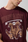 Camiseta roja oscura de Harry Potter con manga corta