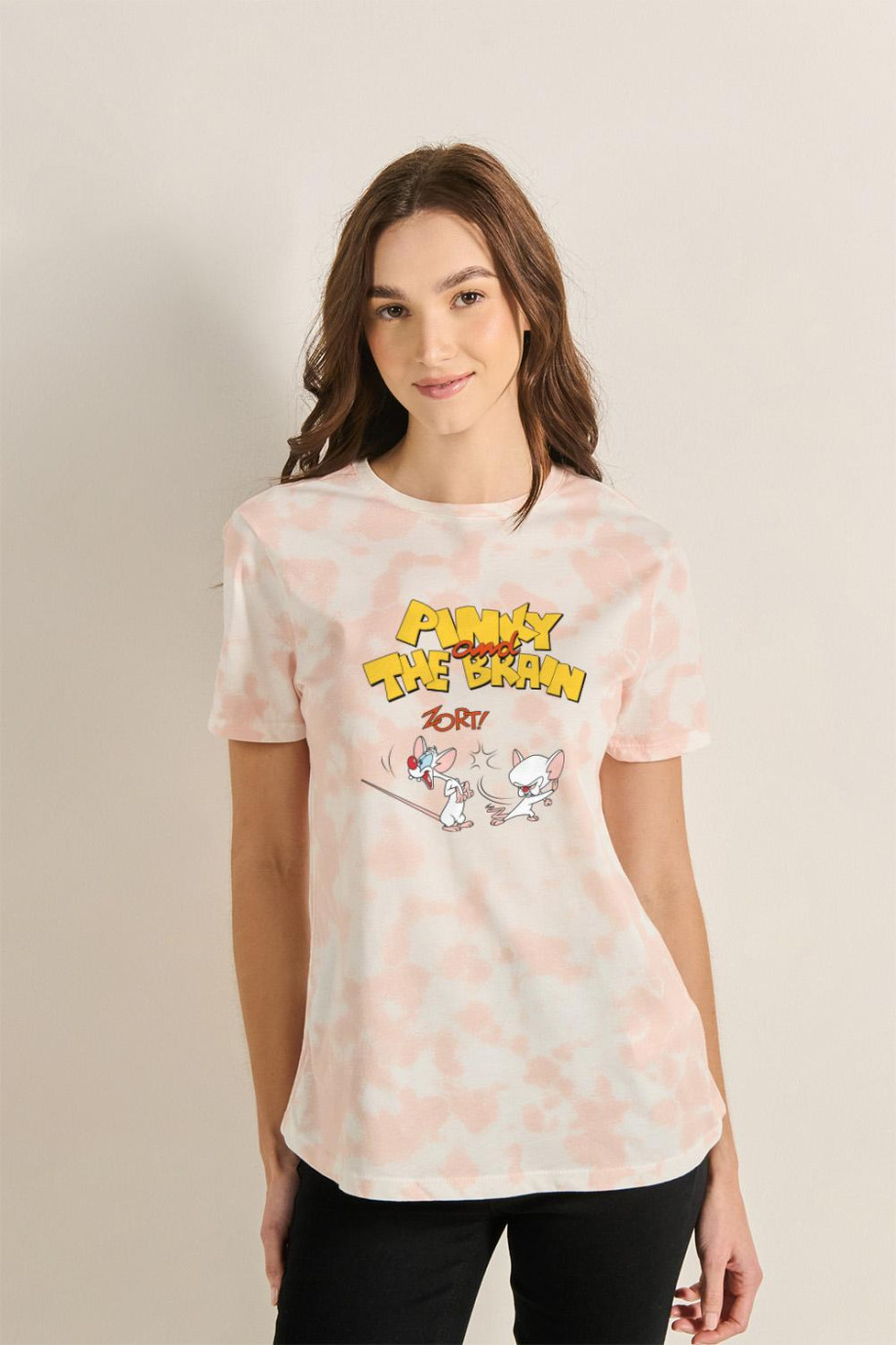 Camiseta cuello redondo unicolor de Pinky y Cerebro
