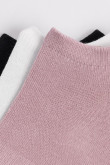 Paquete X3 de medias unicolores tobilleras con finas texturas