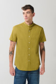Camisa cuello nerú unicolor en algodón con manga corta