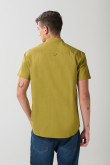 Camisa cuello nerú unicolor en algodón con manga corta