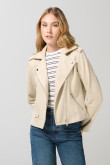 Chaqueta unicolor tipo biker con solapas amplias