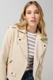 Chaqueta unicolor tipo biker con solapas amplias