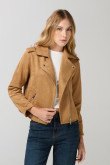Chaqueta unicolor tipo biker con solapas amplias
