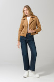 Chaqueta unicolor tipo biker con solapas amplias