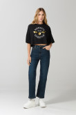 Camiseta negra oversize crop top con arte de Harry Potter