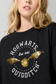 Camiseta negra oversize crop top con arte de Harry Potter