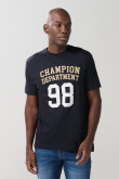 Camiseta college azul intensa con cuello redondo