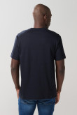 Camiseta college azul intensa con cuello redondo