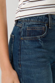Jean 90´S azul oscuro con cremallera, tiro alto y bota recta