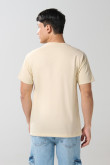 Camiseta kaki clara college con cuello redondo en algodón