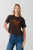 Camiseta crop top unicolor con estampado de Karate Kid