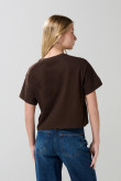 Camiseta crop top unicolor con estampado de Karate Kid