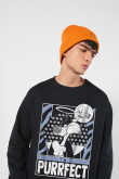 Buzo cuello redondo unicolor con diseño de Looney Tunes