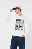 Buzo cuello redondo unicolor con diseño de Looney Tunes