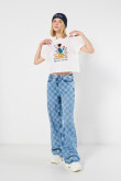 Crop top femenino manga corta con estampado en frente de Blanca Nieves