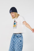 Crop top femenino manga corta con estampado en frente de Blanca Nieves