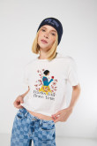 Crop top femenino manga corta con estampado en frente de Blanca Nieves