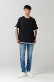 Camiseta unicolor manga corta con contrastes oversize