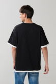 Camiseta unicolor manga corta con contrastes oversize