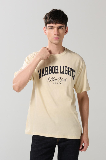 Camiseta manga corta unicolor con para hombre cuello redondo básica.