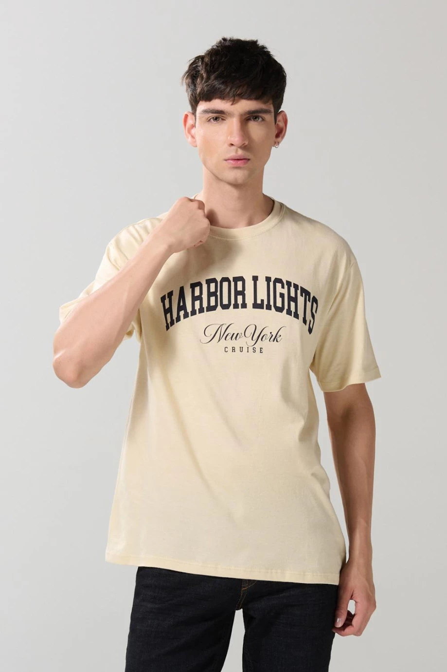 Camiseta manga corta unicolor con para hombre cuello redondo básica.