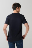 Camiseta azul intensa college en algodón manga corta