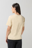 Camiseta kaki cuello redondo con texto college delantero