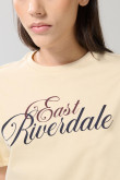 Camiseta kaki cuello redondo con texto college delantero