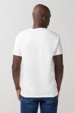 Camiseta en algodón college manga corta crema clara