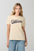 Camiseta kaki cuello redondo con arte college en frente