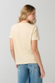 Camiseta kaki cuello redondo con arte college en frente