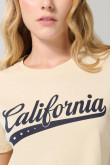 Camiseta kaki cuello redondo con arte college en frente
