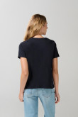 Camiseta azul intensa college en algodón con manga corta
