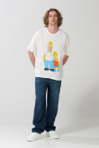 Camiseta oversize de Los Simpson crema cuello redondo