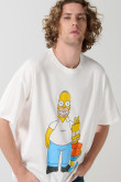 Camiseta oversize de Los Simpson crema cuello redondo
