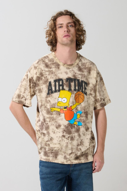 Camiseta manga corta oversize kaki tie dye de Los Simpson