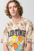 Camiseta manga corta oversize kaki tie dye de Los Simpson