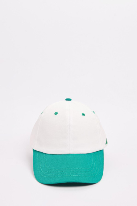 Cachucha crema college beisbolera con visera en contraste