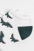 Medias tobilleras cremas con diseños de dinosaurios