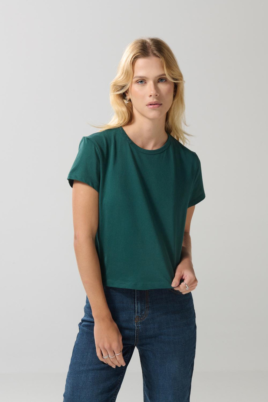 Camiseta manga corta, para mujer unicolor.