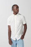 Camisa unicolor en algodón con botones y manga corta