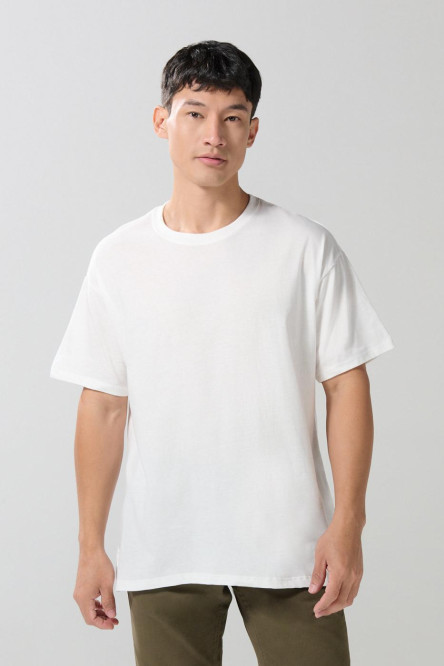 Camiseta manga corta unicolor en algodón oversize