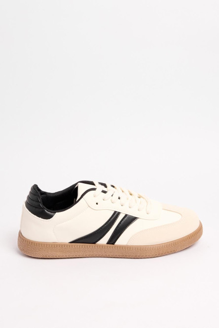 Tenis unicolores casuales con suelas planas y cordones