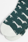 Medias verdes oscuras tobilleras con diseños de perritos