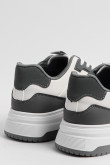 Tenis casuales unicolores con cordones y contrastes