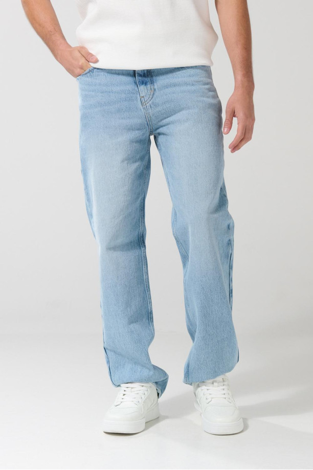 Pantalón Vaquero Pantalon De Mezclilla Hombre Azul Claro Pantalon