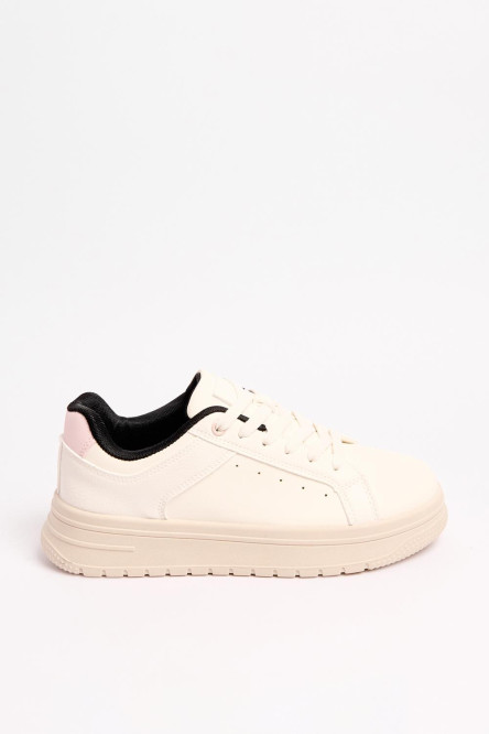 Tenis unicolores casuales con forro interno en contraste
