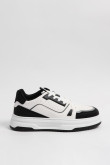 Tenis casuales unicolores con cordones y contrastes