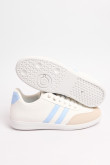Tenis casuales blancos con cordones y contrastes azules